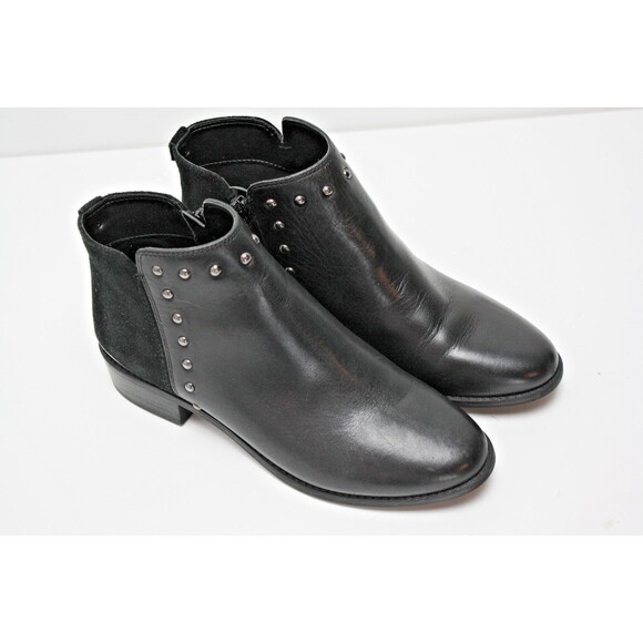 Aldo Boots Women sz 6.5 BLack PU Leather Block Heel Ankle Booties Zip Up Shoes - Picture 1 of 10